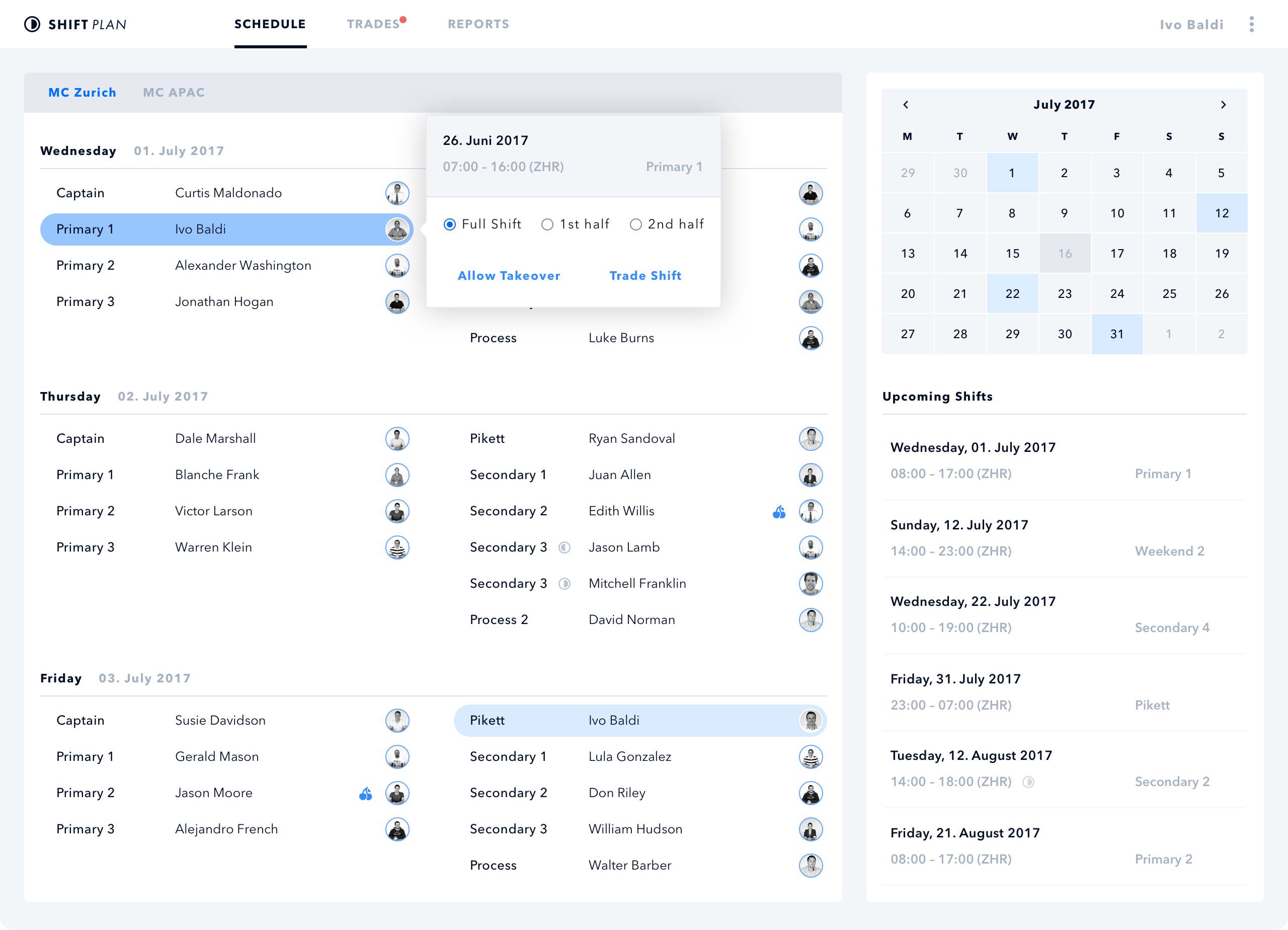 Shift Plan Trade-Mode